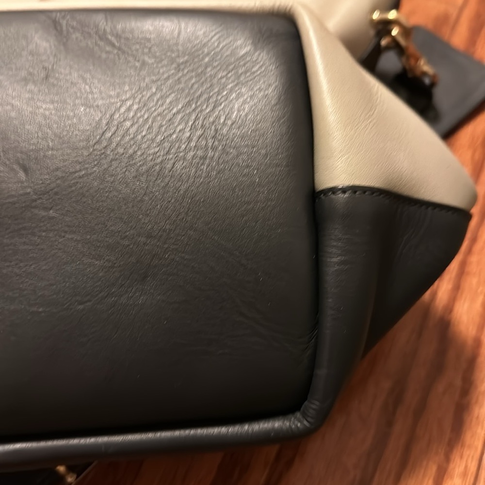 Chloé Cream Leather Shoulder Bag with Black Strap and Gold Hardware - Picture 8 of 12